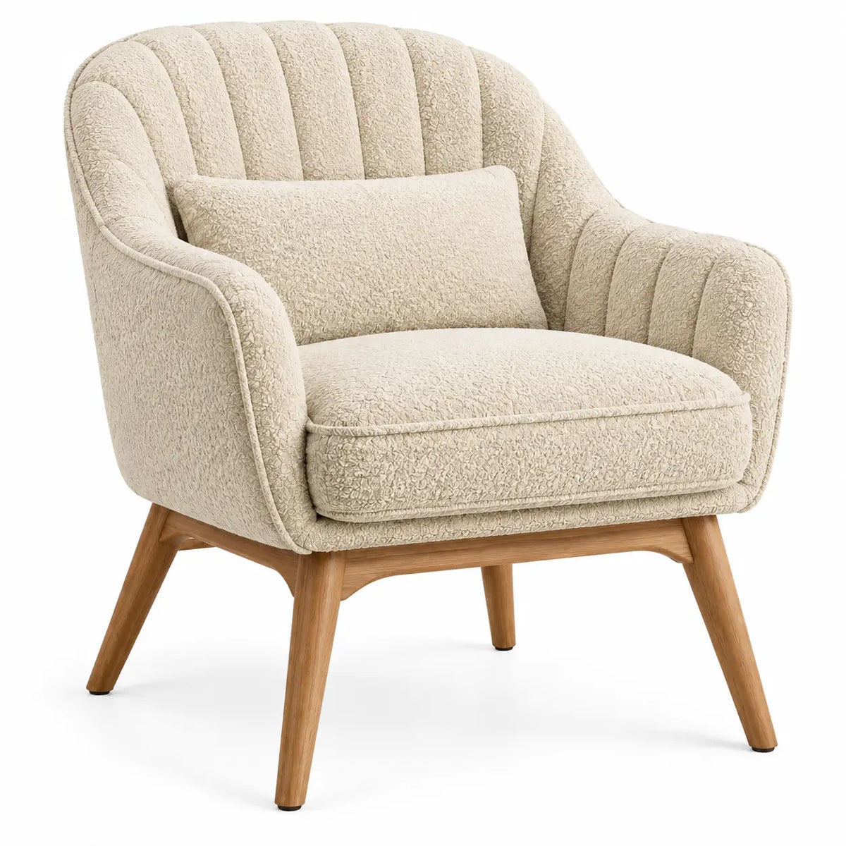 Sillón tapizado con acolchado acanalado, beige y marrón - cafegardenbench