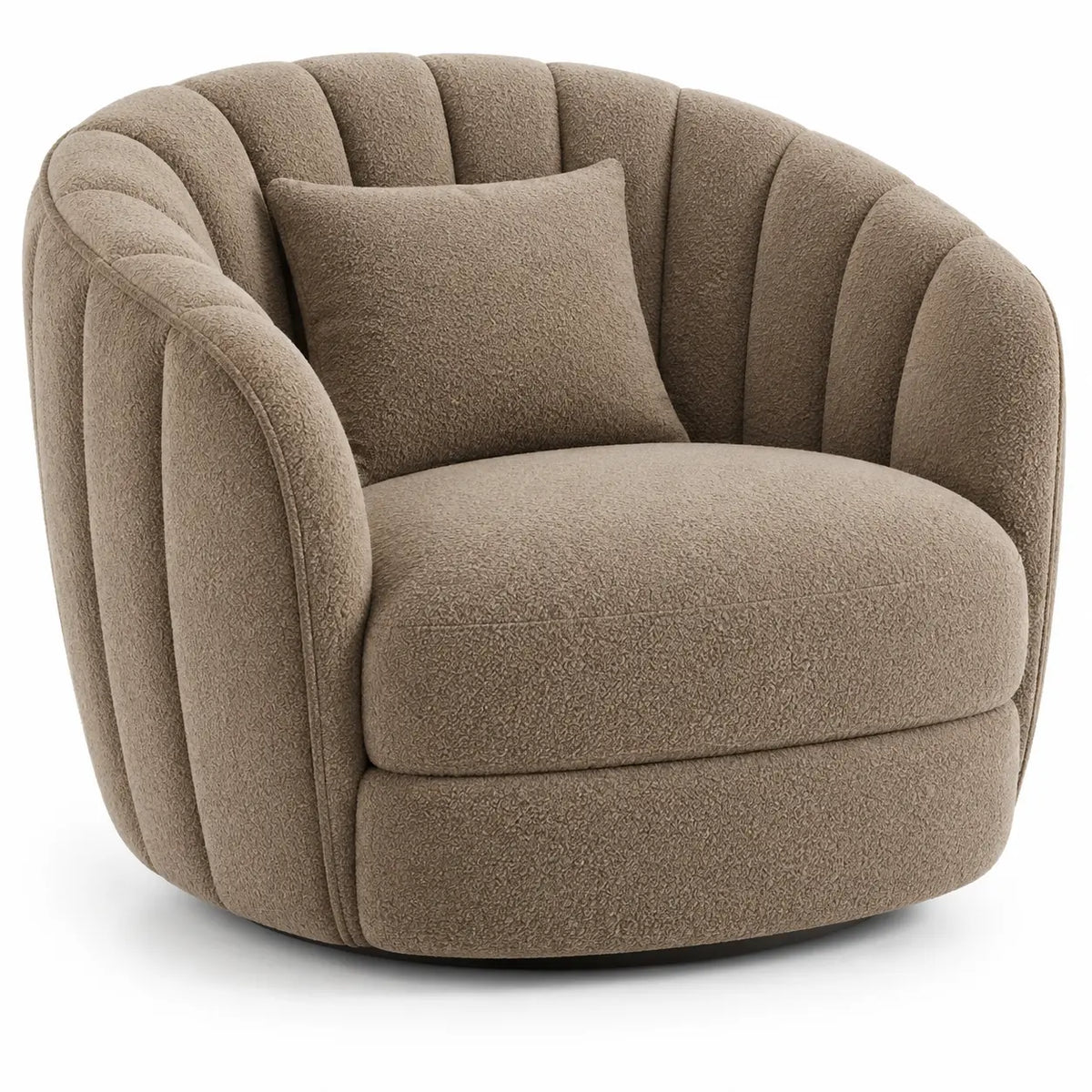 Sillón tapizado de líneas curvas con acolchado acanalado, marrón - cafegardenbench